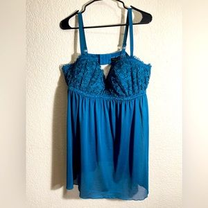 Torrid sexy babydoll teal with lace detail on top with underwire